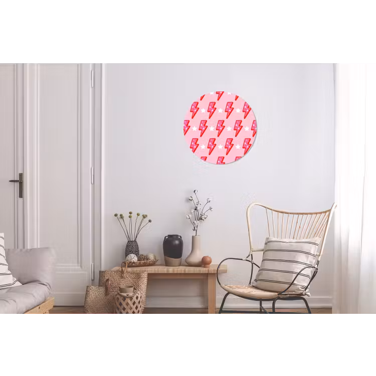 Patroon - Bliksem - Ster - Glitter - Roze Wandcirkel aluminium klein -woonkamer