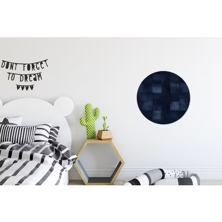 Patroon - Ruit - Marineblauw Wandcirkel aluminium klein 190 -kinderkamer