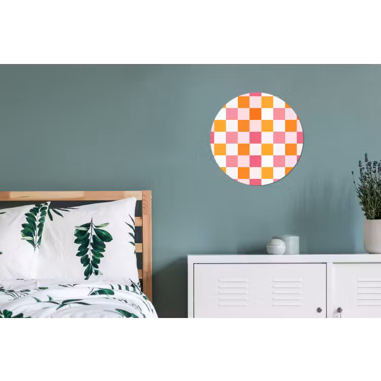 Patroon - Vierkant - Roze Wandcirkel aluminium klein 190 -slaapkamer