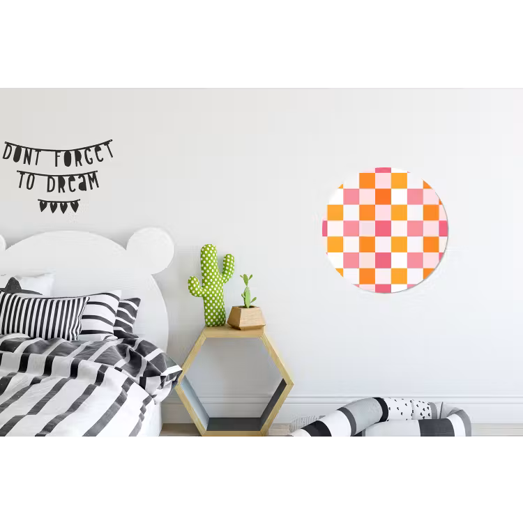 Patroon - Vierkant - Roze Wandcirkel aluminium klein 190 -kinderkamer