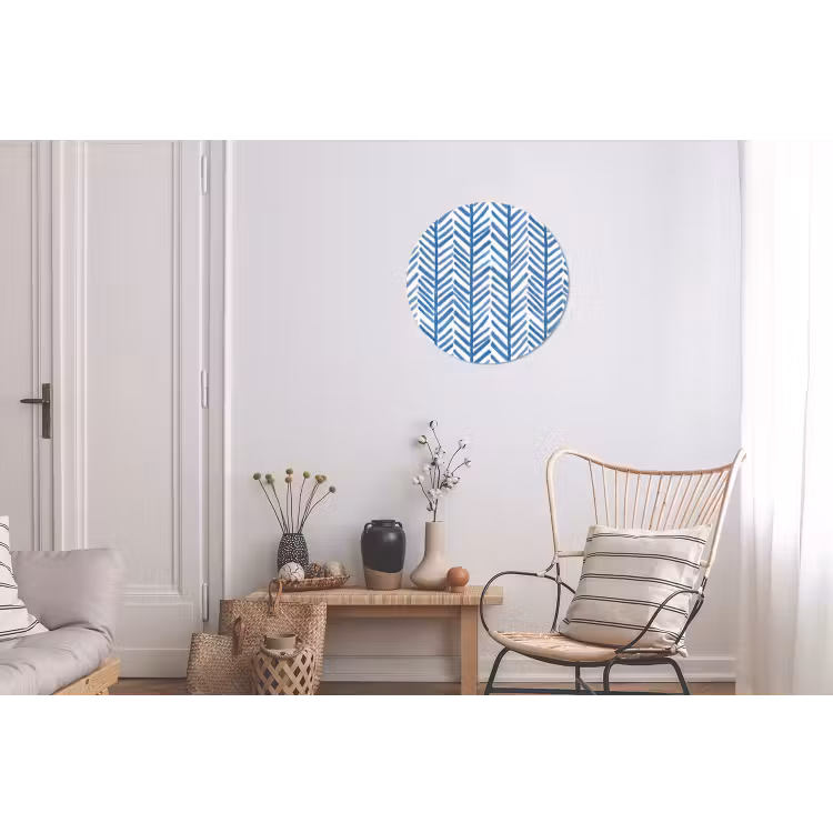 Patroon - Streep - Blauw Wandcirkel aluminium klein 190 -woonkamer