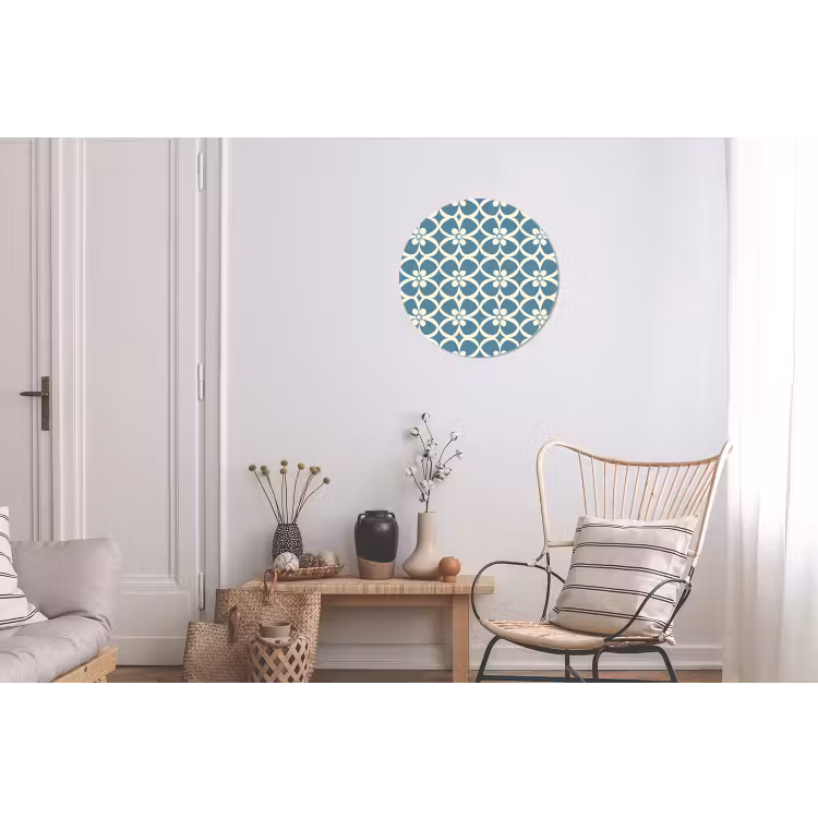 Patroon - Symmetrisch - Blauw Wandcirkel aluminium klein 190 -woonkamer