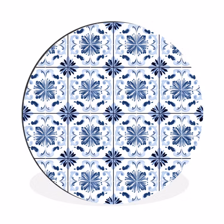 Patroon - Tegel - Blauw Wandcirkel aluminium klein 190 -3d