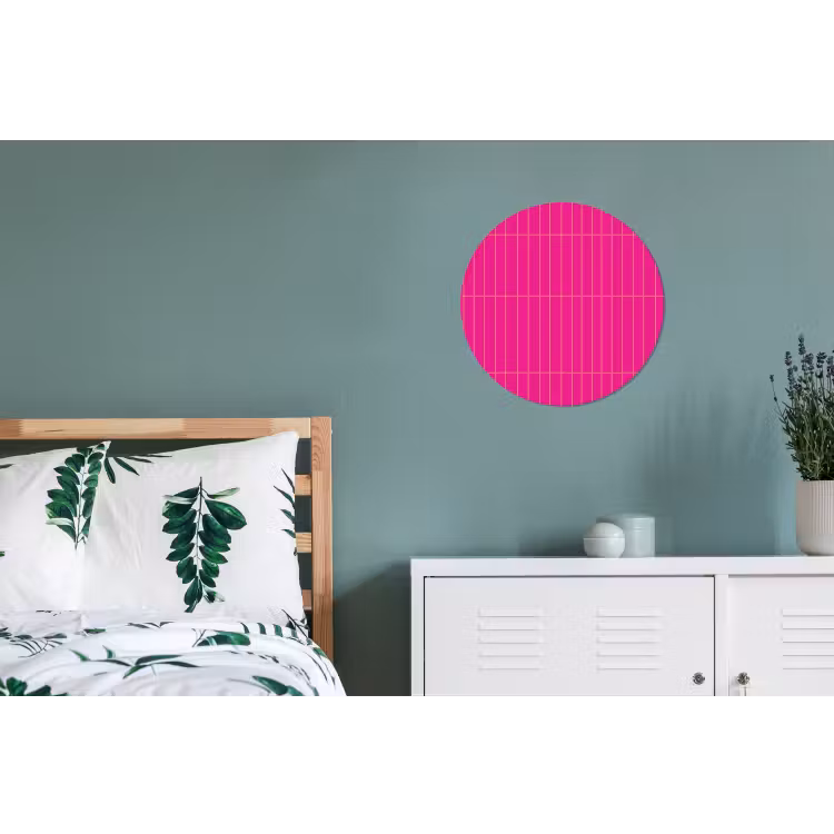 Patroon - Tegel - Magenta - Roze Wandcirkel aluminium klein 190 -slaapkamer