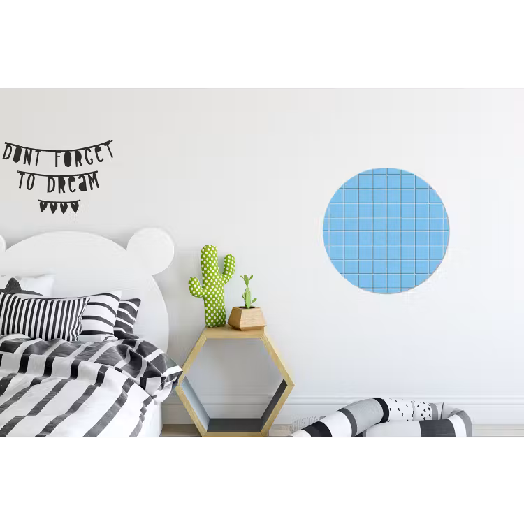 Patroon - Tegel - Pastel - Blauw Wandcirkel aluminium klein 190 -kinderkamer