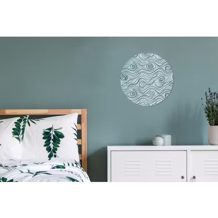 Patroon - Golven - Abstract - Modern - Blauw Wandcirkel aluminium klein -slaapkamer