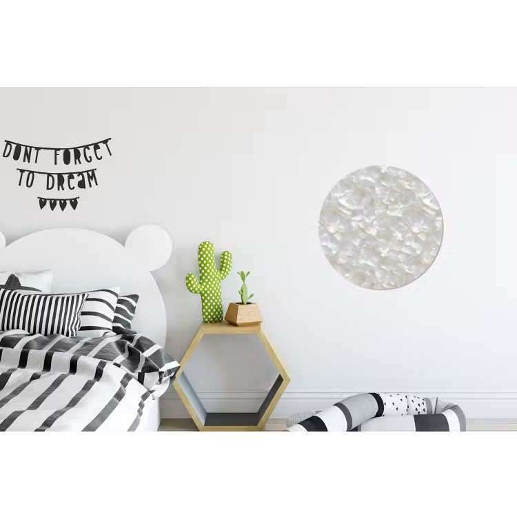 Parelmoerglans - Wit - Schelp Wandcirkel aluminium klein 190 -kinderkamer