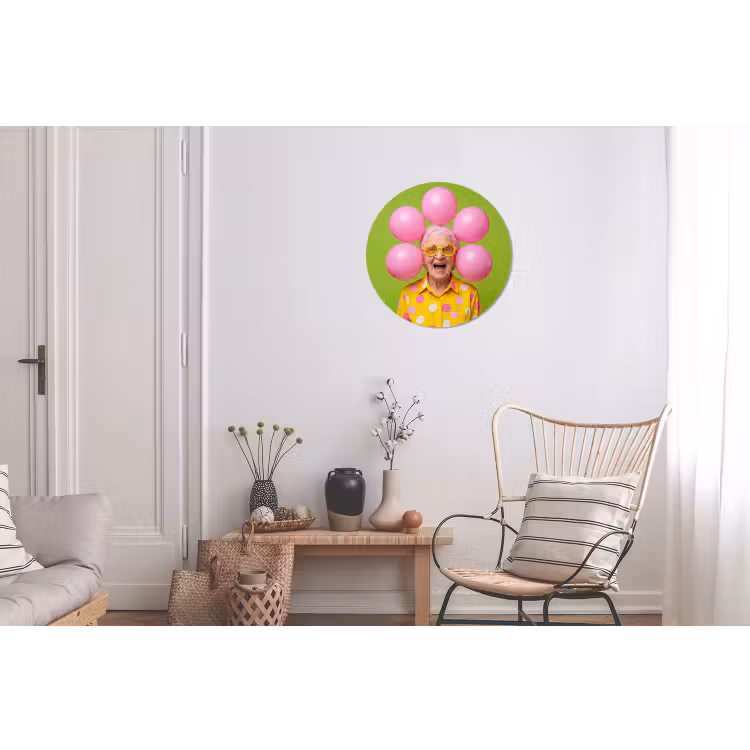 Mens - Ballonnen - Feest - Kleurrijk - Roze Wandcirkel aluminium klein -woonkamer