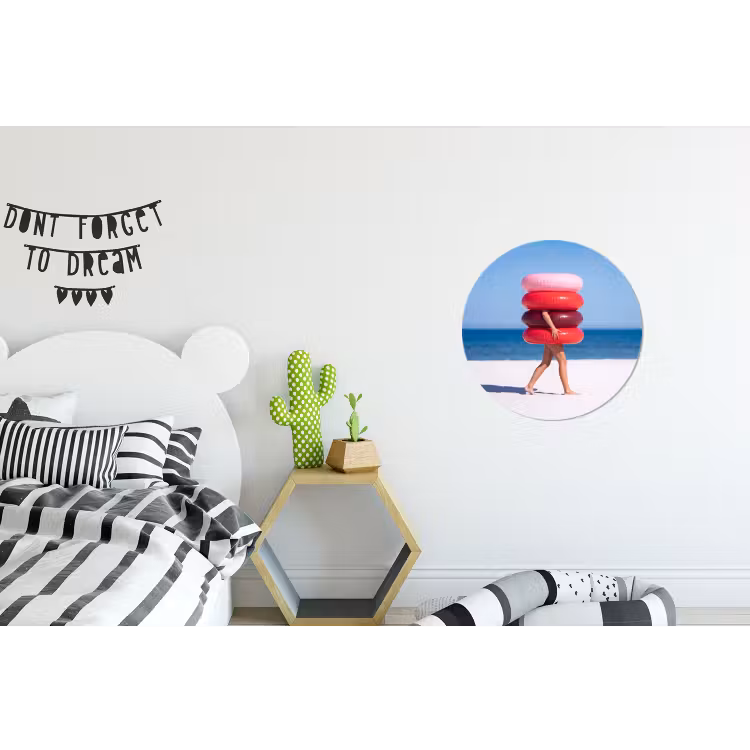Mensen - Strand - Zomer - Recreatie - Kleurrijk Wandcirkel aluminium klein -kinderkamer