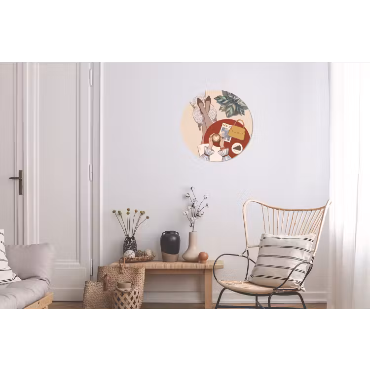 Mensen - Cafe - Koffie - Stadsleven - Modern Wandcirkel aluminium klein -woonkamer
