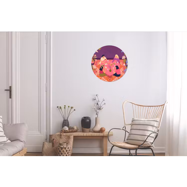 Mensen - Kaartspel - Interieur - Modern - Kleurrijk Wandcirkel aluminium klein -woonkamer