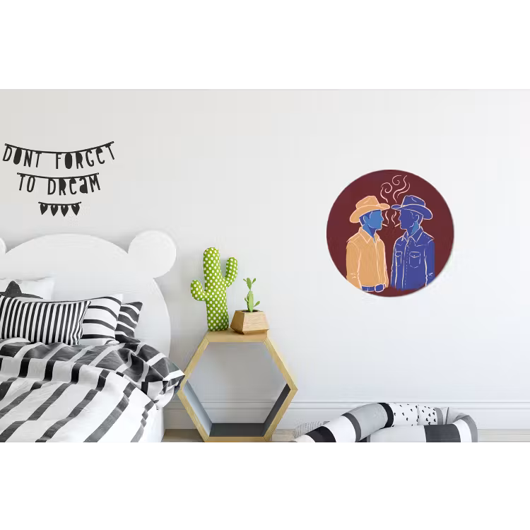 Mensen - Profiel - Sigaret - Abstract - Kunst Wandcirkel aluminium klein -kinderkamer