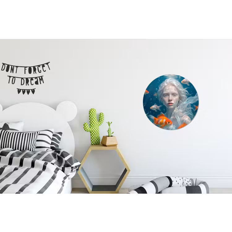Mens - Onderwater - Vis - Modern - Blauw Wandcirkel aluminium klein -kinderkamer