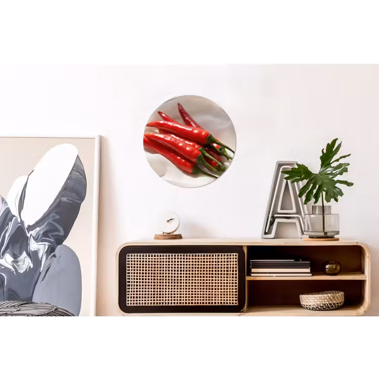Wall circle - Aluminum - Pepper - Red - Food - Peper - Rood - Eten Wandcirkel aluminium klein