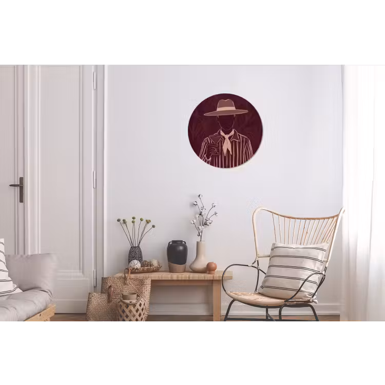 Mens - Hoed - Cocktail - Abstract - Bruin Wandcirkel aluminium klein -woonkamer