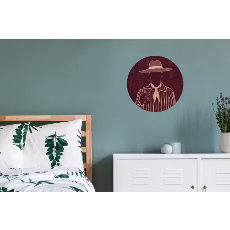 Mens - Hoed - Cocktail - Abstract - Bruin Wandcirkel aluminium klein -slaapkamer