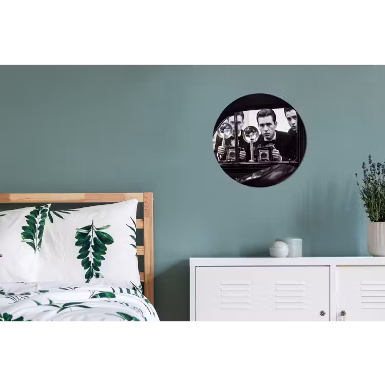 Fotograaf - Camera - Vintage - Journalistiek - Zwart-wit Wandcirkel aluminium klein -slaapkamer