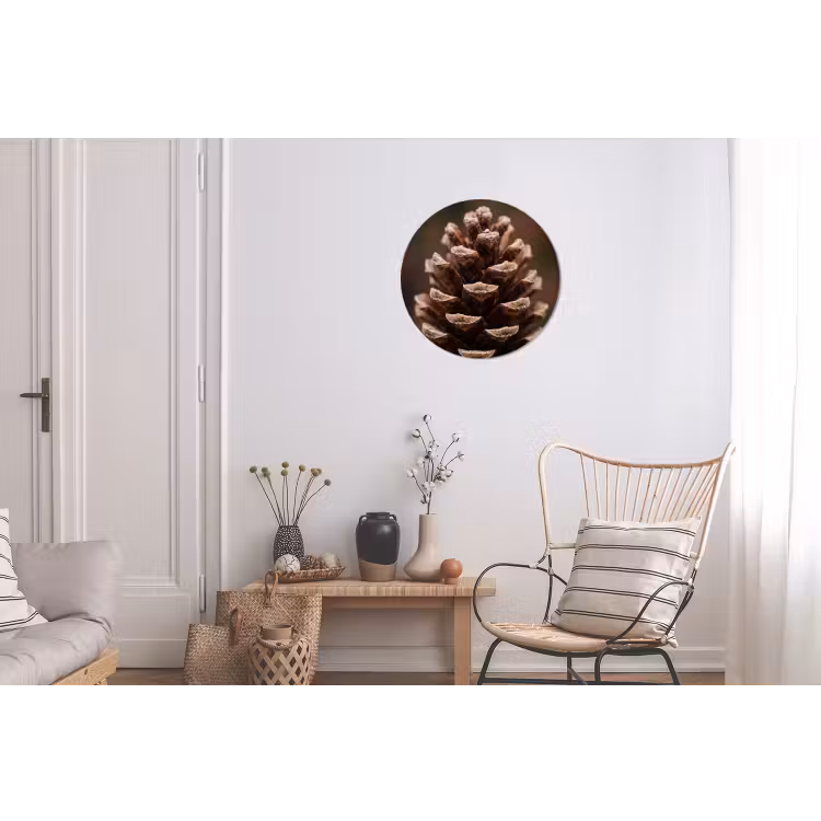 Dennenappel - Bos - Herfst - Bruin - Sfeervol Wandcirkel aluminium klein -woonkamer