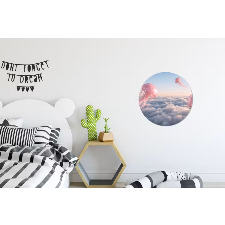 Wall circle - Aluminum - Pink Animal - Clouds - Roze dier - Wolken Wandcirkel aluminium klein