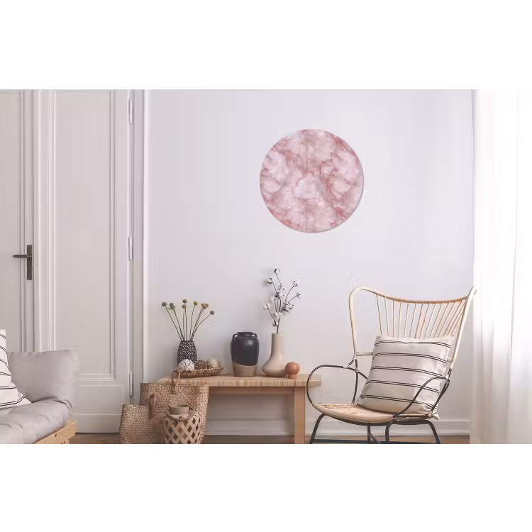 Roze - Kwartsmarmer - Aders Wandcirkel aluminium klein 190 -woonkamer