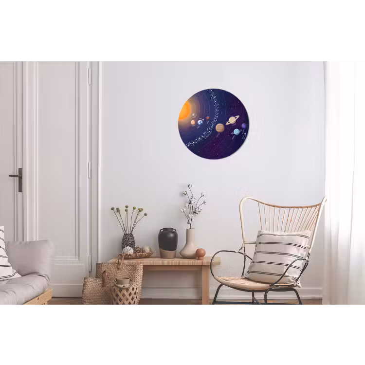 Planetenstelsel - Ruimte - Illustratie Wandcirkel aluminium klein -woonkamer