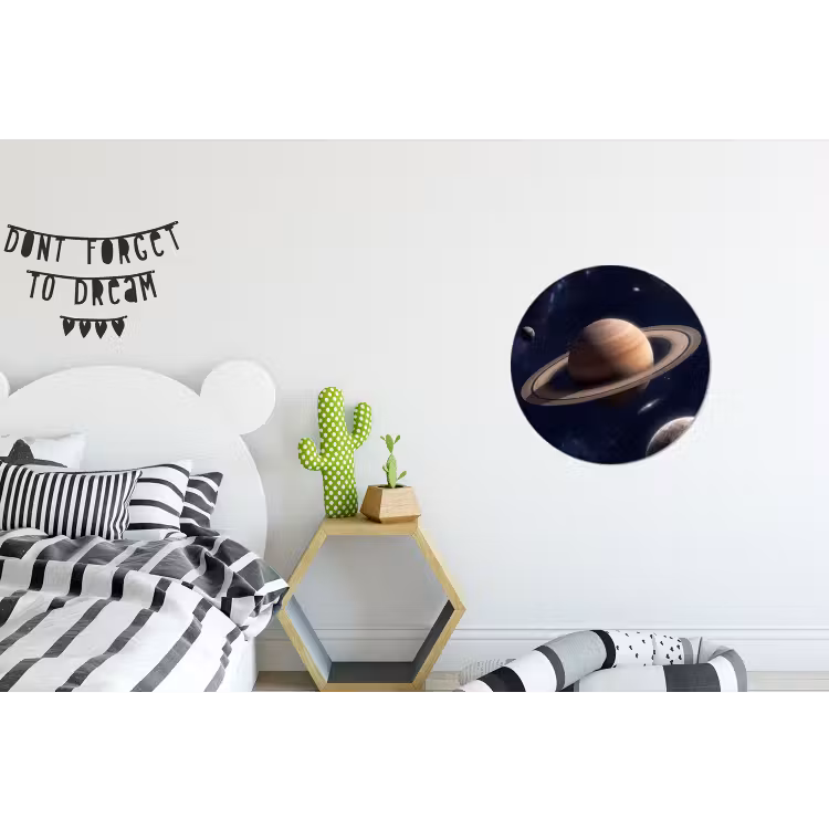 Planeten - Saturnus - Ruimte Wandcirkel aluminium klein -kinderkamer