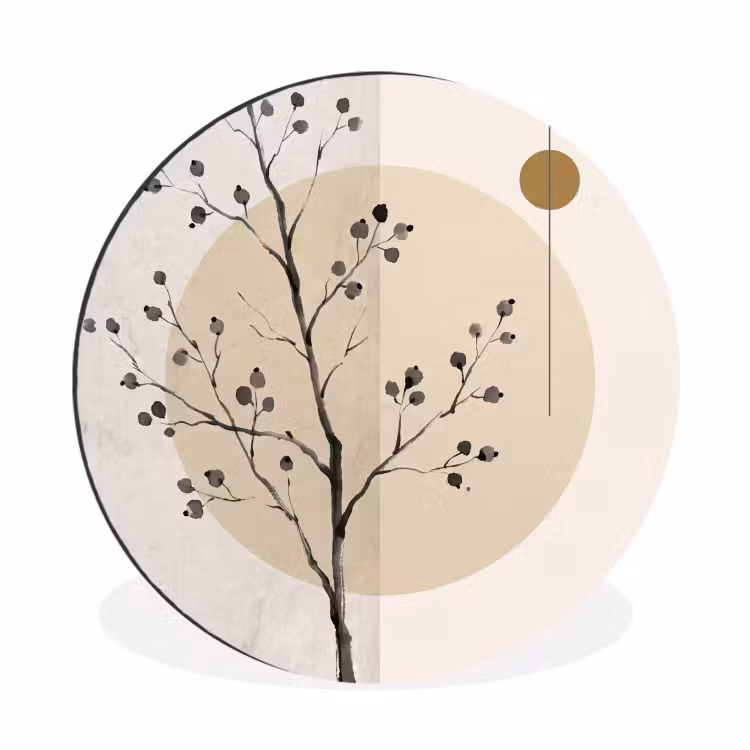 Wall circle - Aluminum - Plant - Abstract - Beige - Plant - Abstract - Beige Wandcirkel aluminium klein