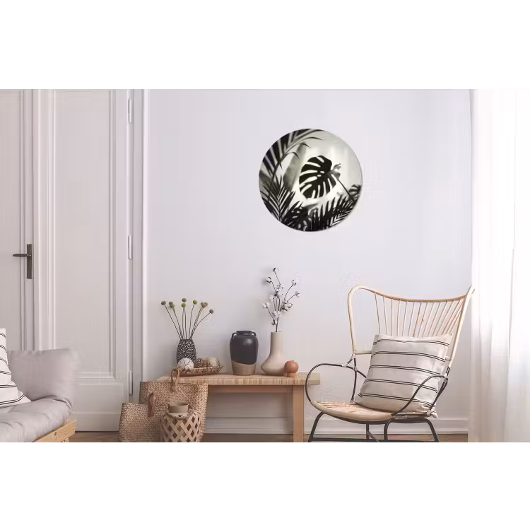 Planten - Bladeren - Natuur - Minimalistisch - Groen Wandcirkel aluminium klein -woonkamer
