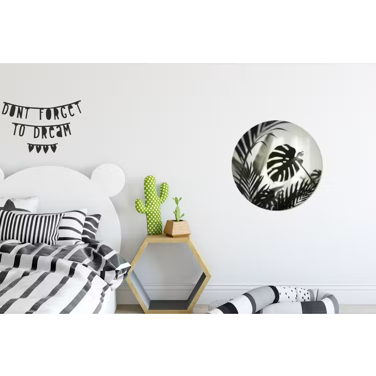 Planten - Bladeren - Natuur - Minimalistisch - Groen Wandcirkel aluminium klein -kinderkamer