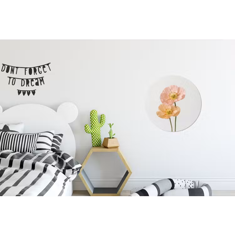 Papavers - Botanisch - Roze Wandcirkel aluminium klein -kinderkamer