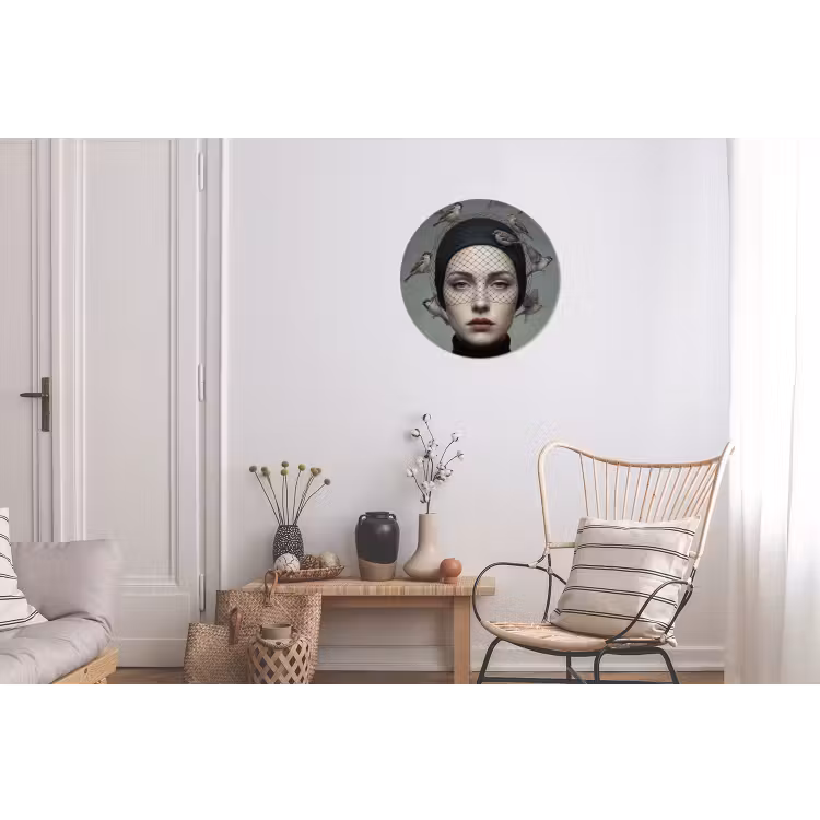 Portret - Vogels - Zwart Wandcirkel aluminium klein -woonkamer