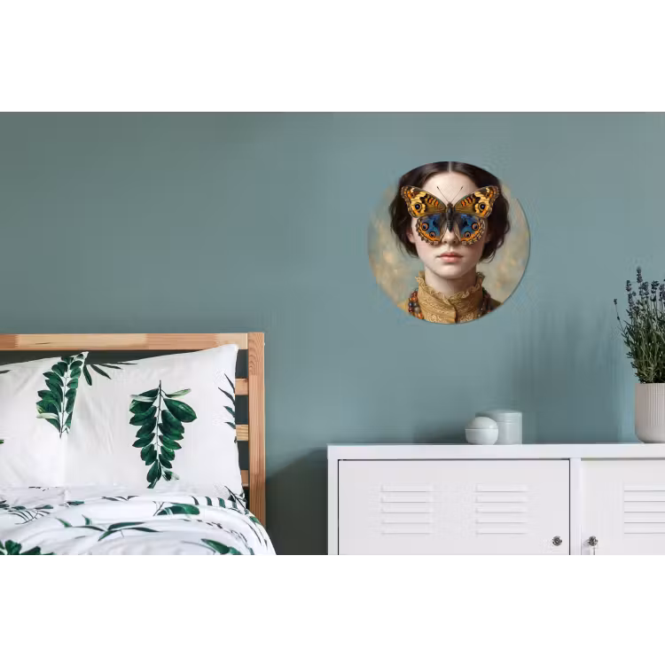 Portret - Vlinder - Kleurrijk Wandcirkel aluminium klein -slaapkamer