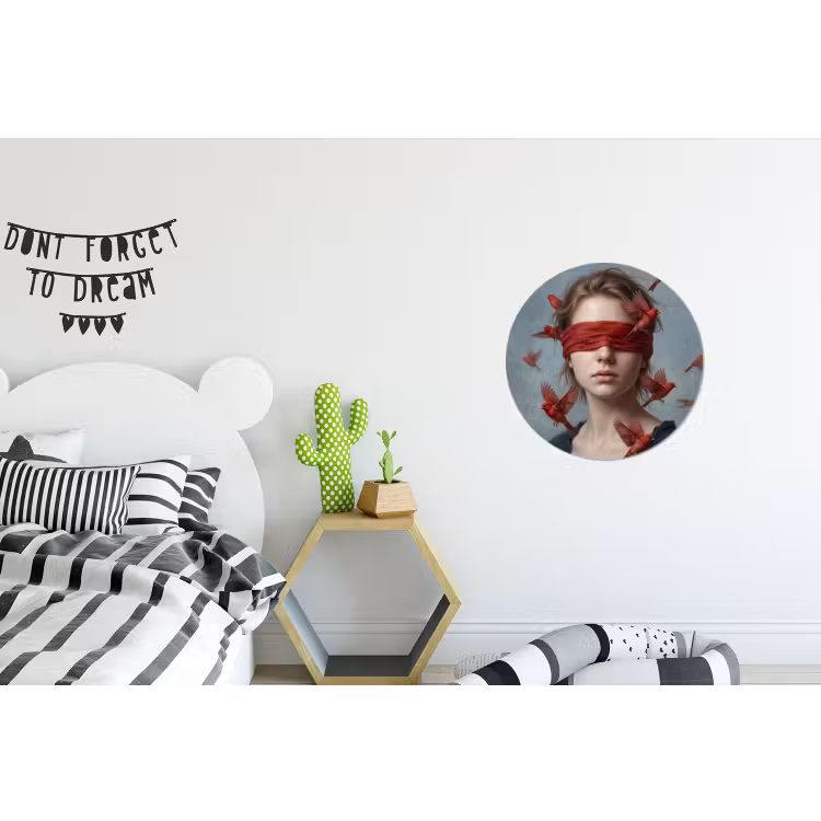 Portret - Krachtig - Rood Wandcirkel aluminium klein -kinderkamer