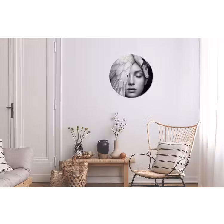Portret - Zwaan - Zwart - Wit Wandcirkel aluminium klein -woonkamer