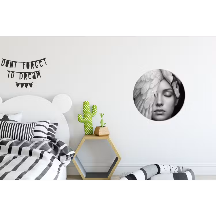 Portret - Zwaan - Zwart - Wit Wandcirkel aluminium klein -kinderkamer
