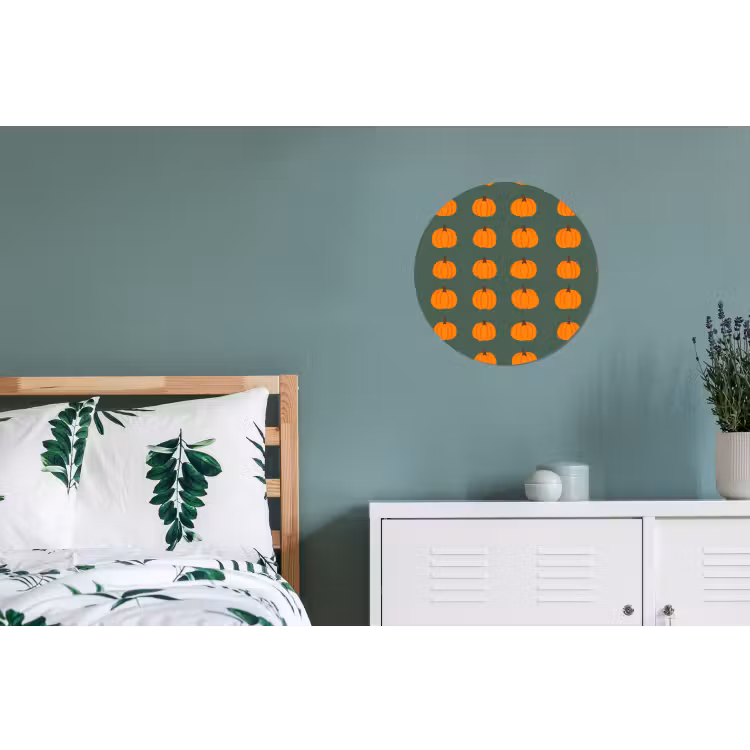 Pompoen - Patroon - Oranje Wandcirkel aluminium klein 190 -slaapkamer