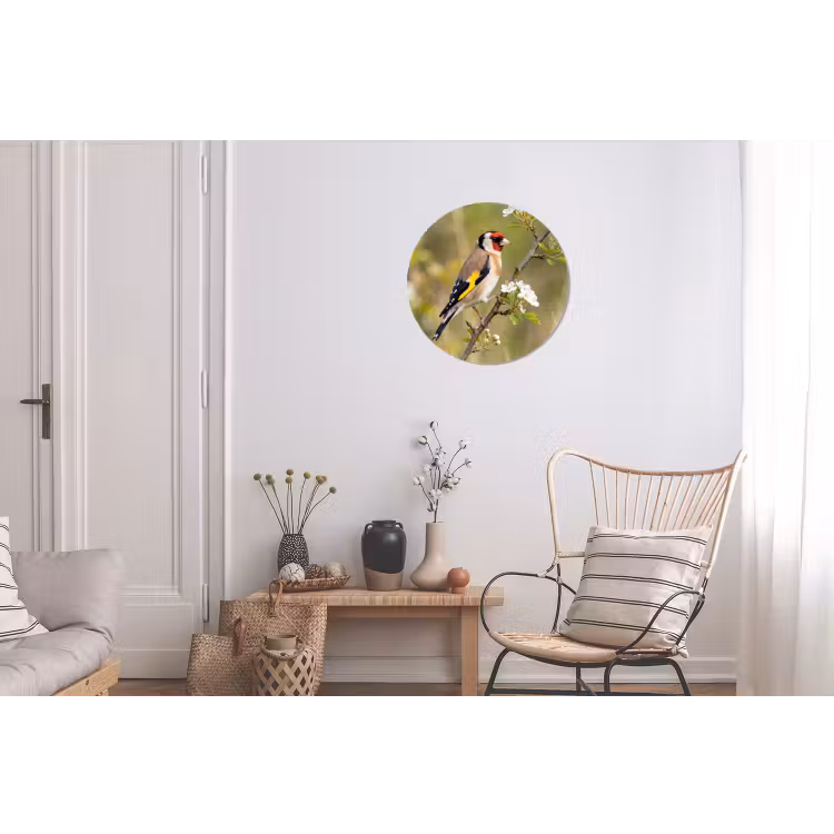 Putter - Bloesem - Lente - Natuur - Kleurrijk Wandcirkel aluminium klein -woonkamer