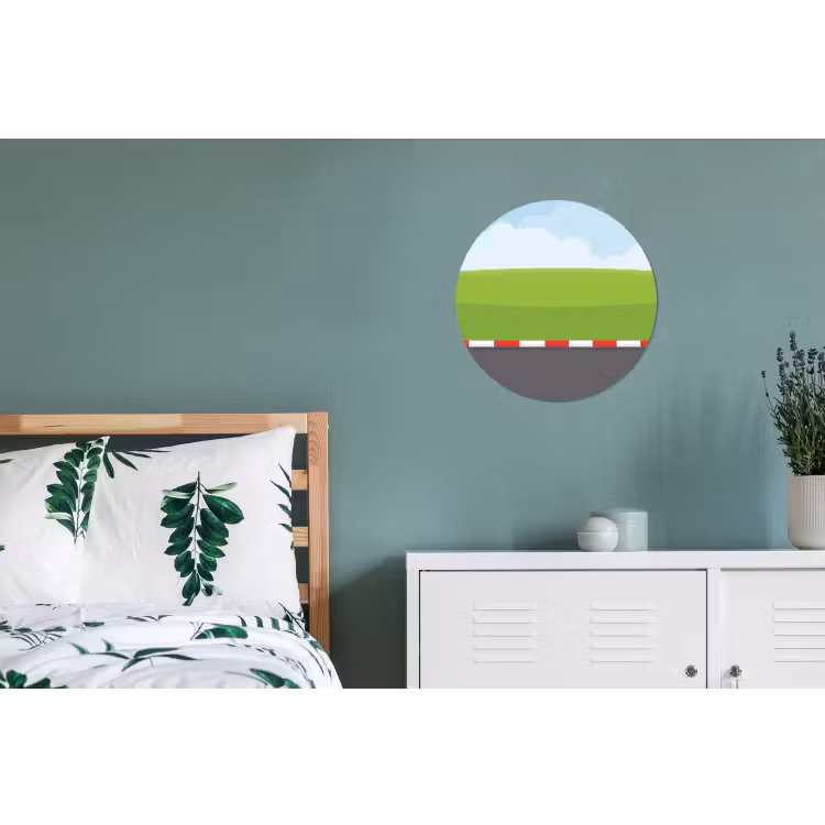 Racebaan - Illustratie - Sport - Kleurrijk Wandcirkel aluminium klein -slaapkamer