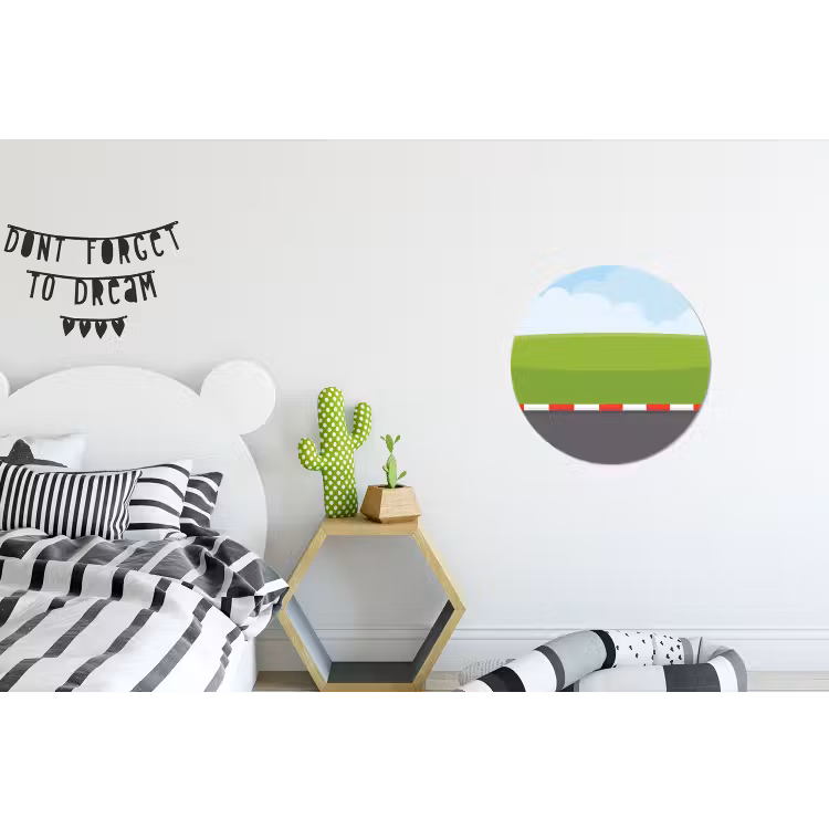 Racebaan - Illustratie - Sport - Kleurrijk Wandcirkel aluminium klein -kinderkamer