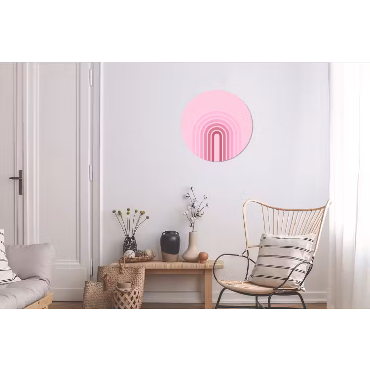 Regenboog - Roze - Abstract - Modern - Minimalistisch Wandcirkel aluminium klein -woonkamer