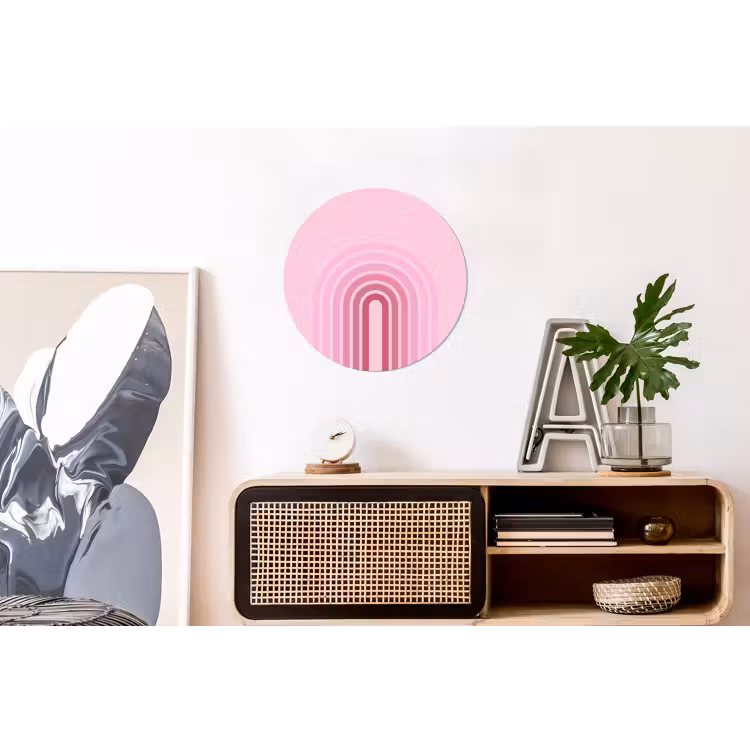 Regenboog - Roze - Abstract - Modern - Minimalistisch Wandcirkel aluminium klein -kantoor