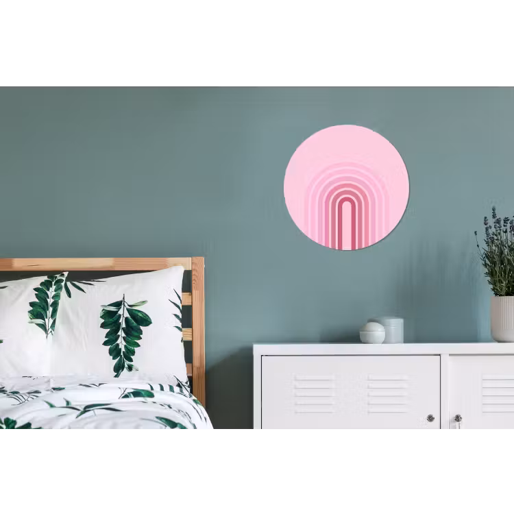 Regenboog - Roze - Abstract - Modern - Minimalistisch Wandcirkel aluminium klein -slaapkamer