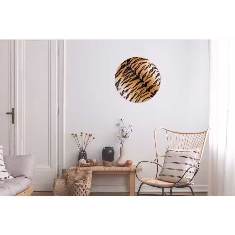 Realistisch - Tijgervacht - Zwart Wandcirkel aluminium klein -woonkamer