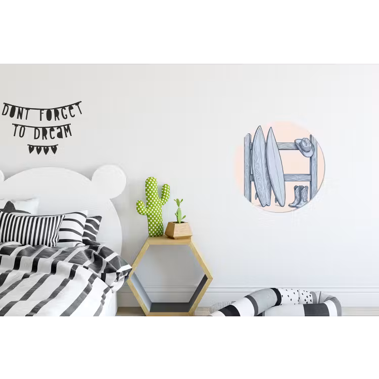 Recreatie - Kleding - Avontuur - Illustratie - Zomer Wandcirkel aluminium klein -kinderkamer