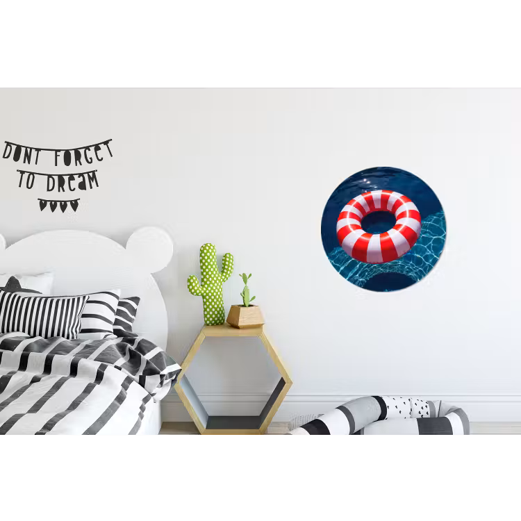 Recreatie - Water - Zomer - Rood - Wit Wandcirkel aluminium klein -kinderkamer