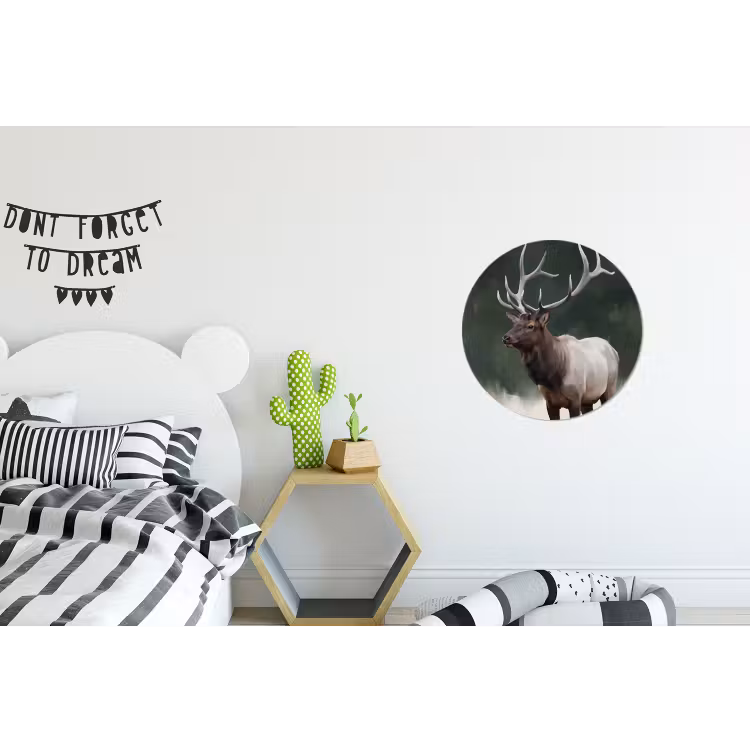 Edelhert - Gewei - Schildering - Rustiek Wandcirkel aluminium klein -kinderkamer