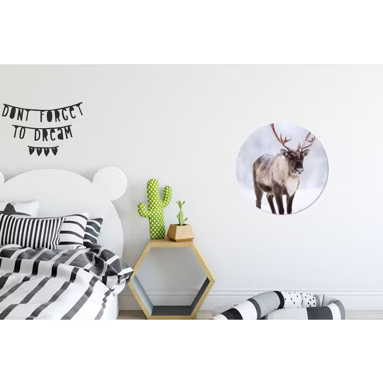 Rendier - Gewei - Toendra - Sneeuw - Wild Wandcirkel aluminium klein -kinderkamer