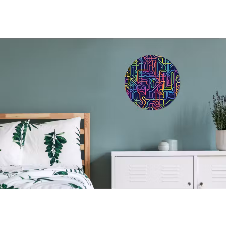 Retro - Abstract - Neon Wandcirkel aluminium klein -slaapkamer