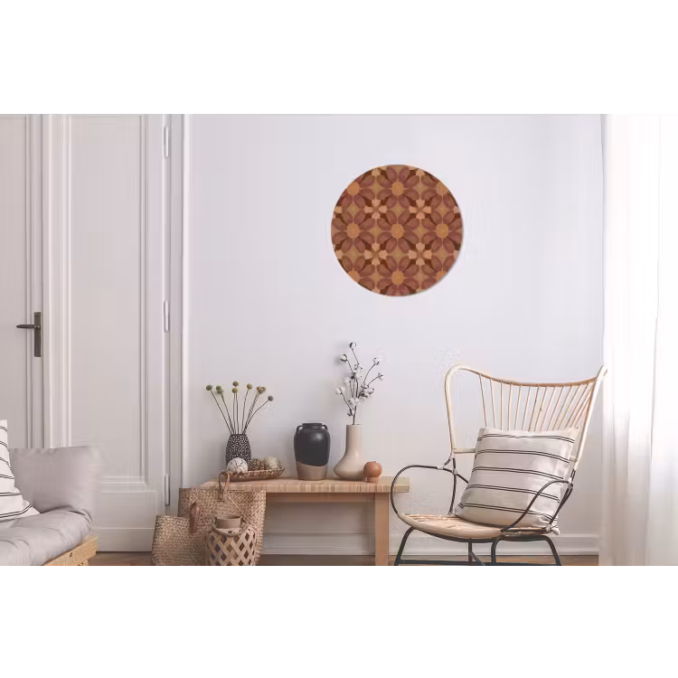 Retro - Bloemen - Bruin Wandcirkel aluminium klein 190 -woonkamer