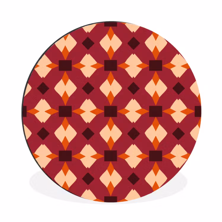 Retro - Patroon - Kleurrijk Wandcirkel aluminium klein 190 -3d